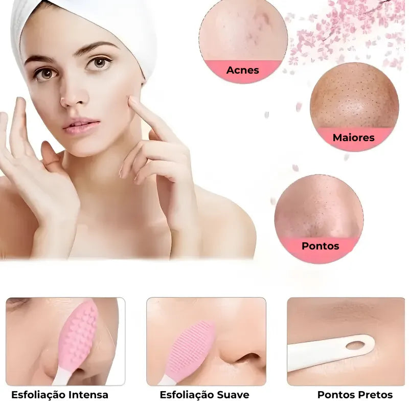 Escova Esfoliante Facial Multifuncional - Remove Cravos e Acnes