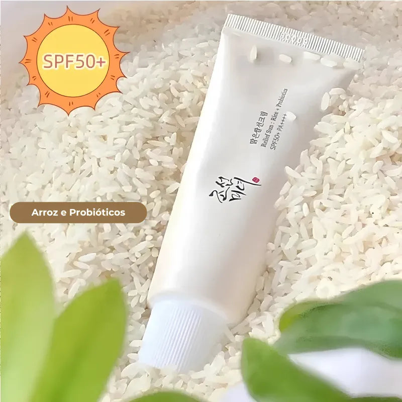 Protetor Solar Coreano (SPF 50+) com Hidratante de Arroz e Probióticos