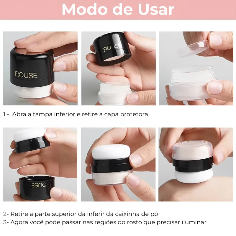 Pó Iluminador Rosa com Glitter a Prova de Água