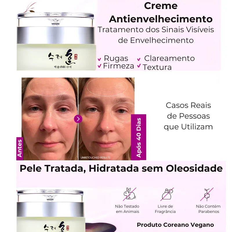 Creme e Sérum Facial Coreano Antienvelhecimento