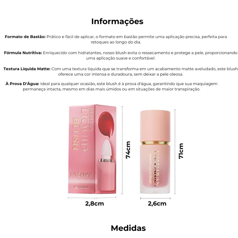 Blush Stick Líquido Matte Nutritivo com Hidratante